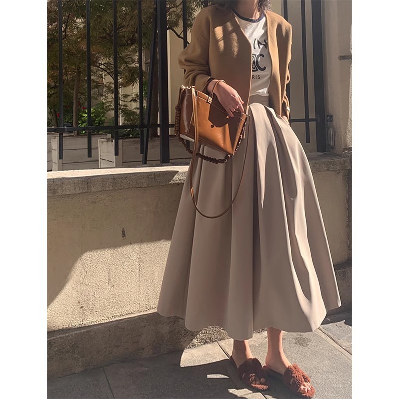 High-waisted Pleated Midi A-line Maxi Skirt 7 High-waisted Pleated Midi A-line Maxi Skirt - Image 7