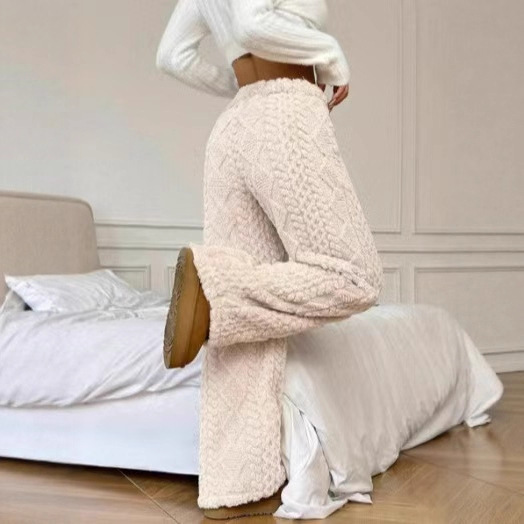 Women's Solid Color Front Tie Warm Casual Pants 2 Women's Solid Color Front Tie Warm Casual Pants - Image 2