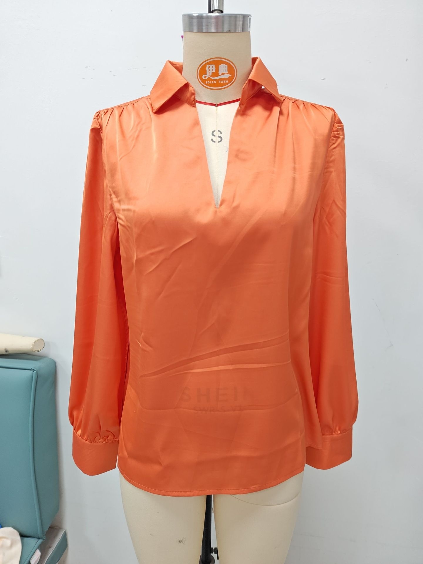 Satin Pleated Long Sleeve Top 4 Satin Pleated Long Sleeve Top - Image 4