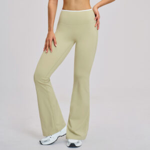 Contrast-color High-waist Flared Athletic Pants For Women