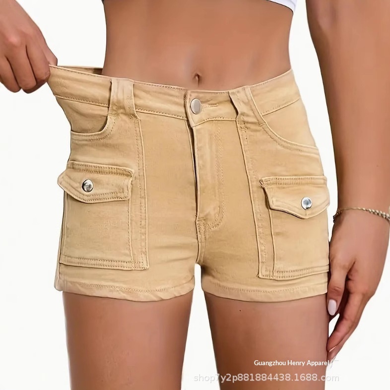 Women's Stretchy Multi-Pocket Denim Shorts 2 Women's Stretchy Multi-Pocket Denim Shorts - Image 2