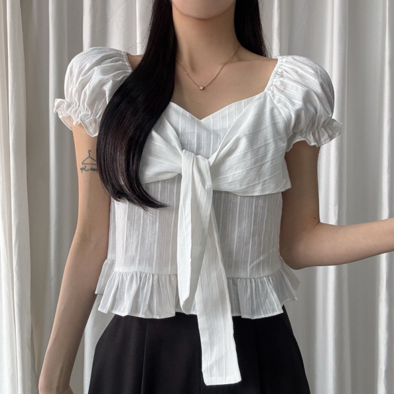 Bow-tied Ruffled Frill Puffed-sleeve Shirt 5 Bow-tied Ruffled Frill Puffed-sleeve Shirt - Image 5