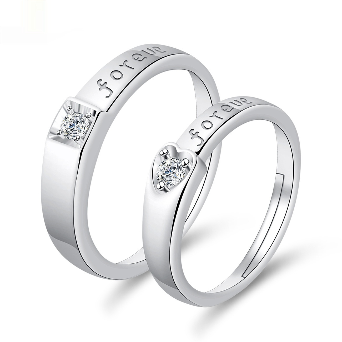 Moissanite Engagement Couple Couple Rings 2 Moissanite Engagement Couple Couple Rings - Image 2