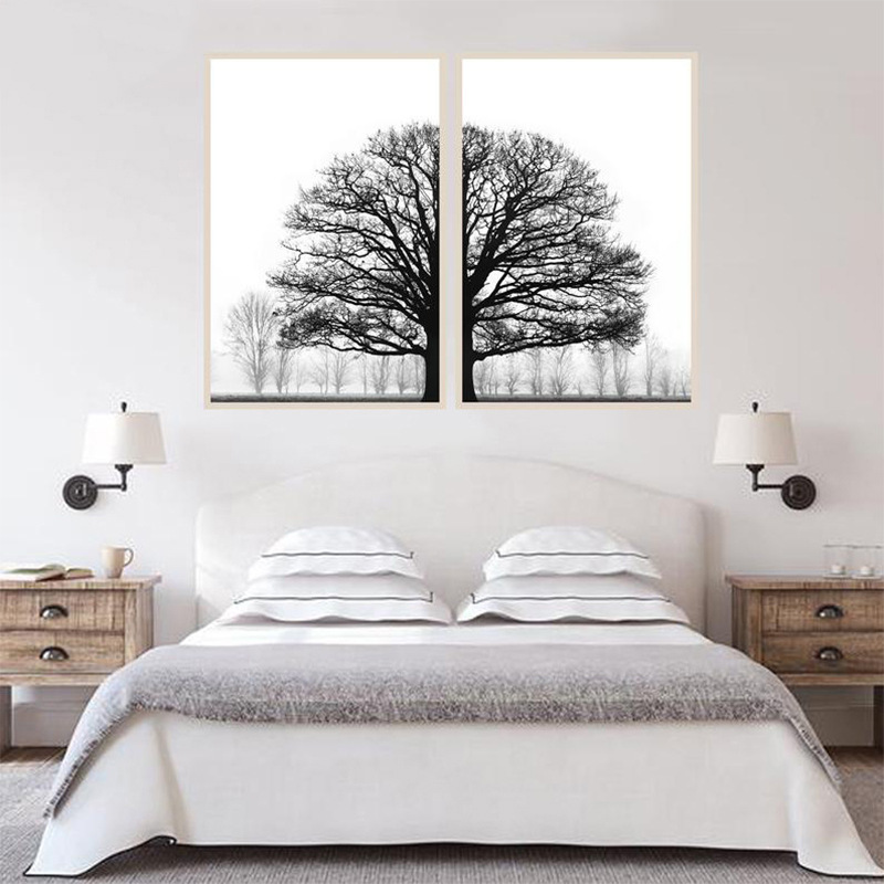 Black And White Winter Trees Modern Sofa Background Wall Decorative Painting 2 Black And White Winter Trees Modern Sofa Background Wall Decorative Painting - Image 2