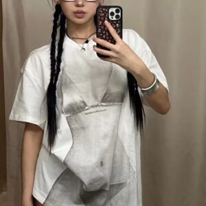 New American Style Portrait Print Loose Type T-shirt Tops