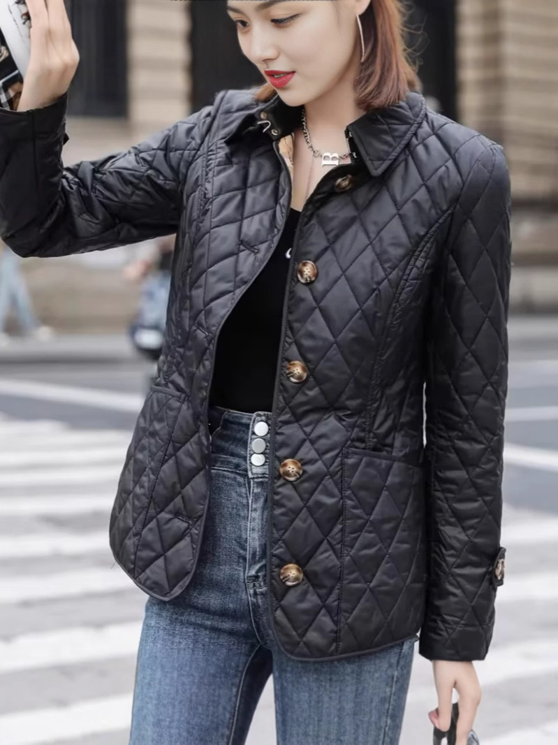 Women's Slim-Fit Diamond-Quilted Cotton Padded Jacket 9 Women's Slim-Fit Diamond-Quilted Cotton Padded Jacket - Image 9