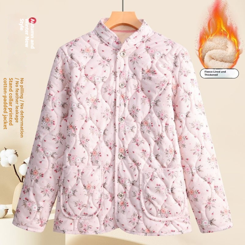 Moms Fashionable Floral Warm Padded Cotton Jacket 1 Moms Fashionable Floral Warm Padded Cotton Jacket