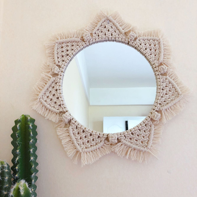 Sunflower Scandinavian Girl Heart Mirror Handmade Tapestry Cosmetic Mirror 1 Sunflower Scandinavian Girl Heart Mirror Handmade Tapestry Cosmetic Mirror