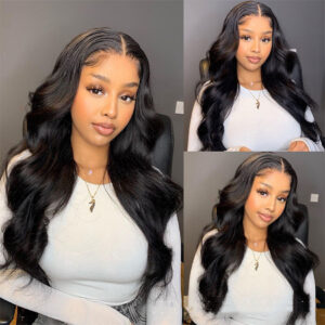 Body Wave Human Hair Lace Front Wig – Premium Virgin Hair Wavy Lace Frontal Wig for Women, Natural Hairline Full Volume Wig