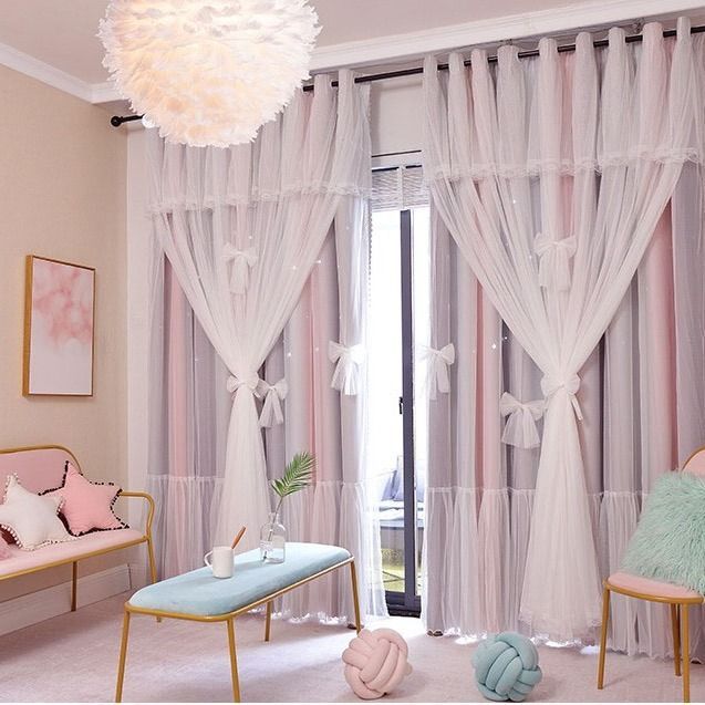 Nordic Simple Hollow Star Princess Wind Bedroom Blackout Curtains 2 Nordic Simple Hollow Star Princess Wind Bedroom Blackout Curtains - Image 2