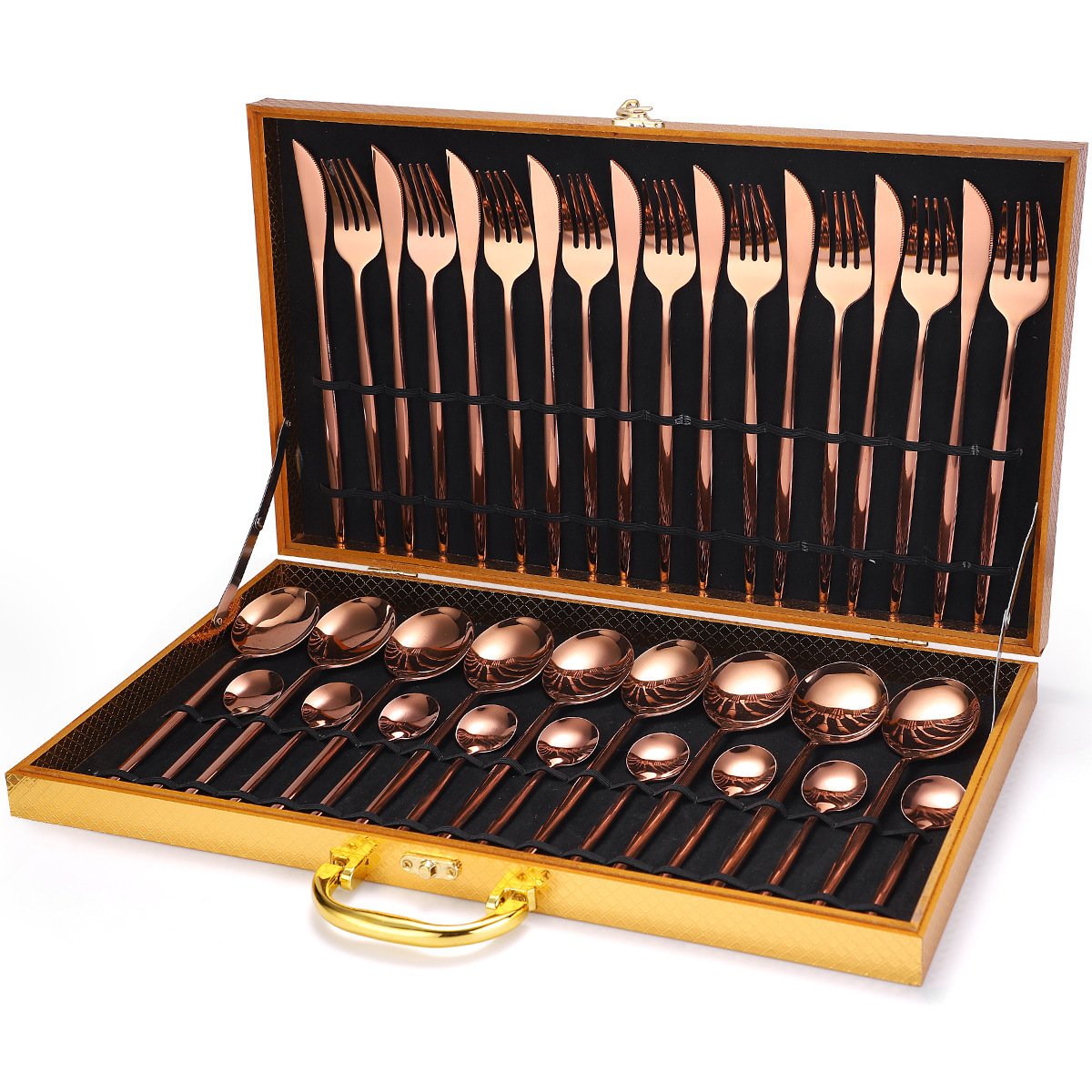 36-piece Stainless Steel Tableware Wooden Box Gift Box Set 7 36-piece Stainless Steel Tableware Wooden Box Gift Box Set - Image 7