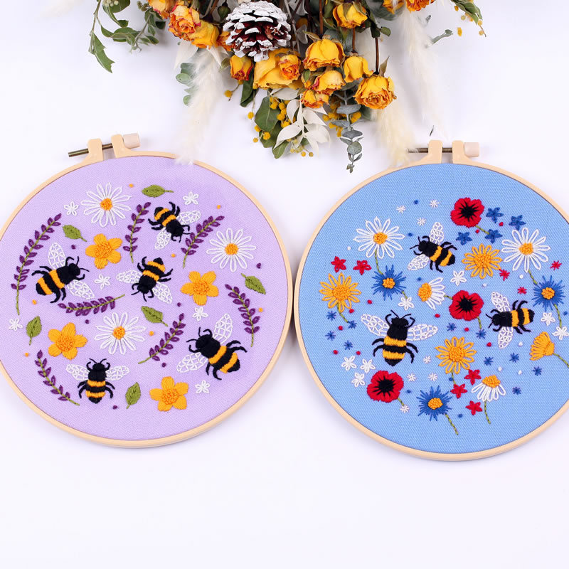 Bee Embroidered DIY Material Bag 1 Bee Embroidered DIY Material Bag