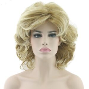 High Temperature Silk Curly Wig – European & American Golden Short Hair Wig, Heat Resistant Synthetic Style