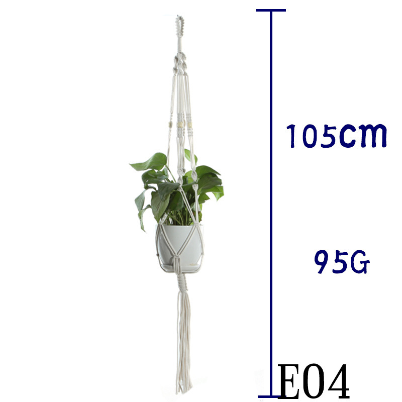 Flower Pot Net Bag Beige Cotton Rope Indoor Plant Hanger Hanging Basket Sling 9 Flower Pot Net Bag Beige Cotton Rope Indoor Plant Hanger Hanging Basket Sling - Image 9