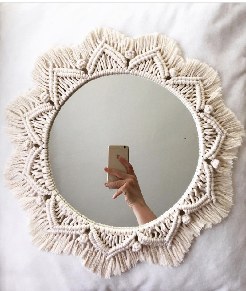 Sunflower Scandinavian Girl Heart Mirror Handmade Tapestry Cosmetic Mirror 2 Sunflower Scandinavian Girl Heart Mirror Handmade Tapestry Cosmetic Mirror - Image 2