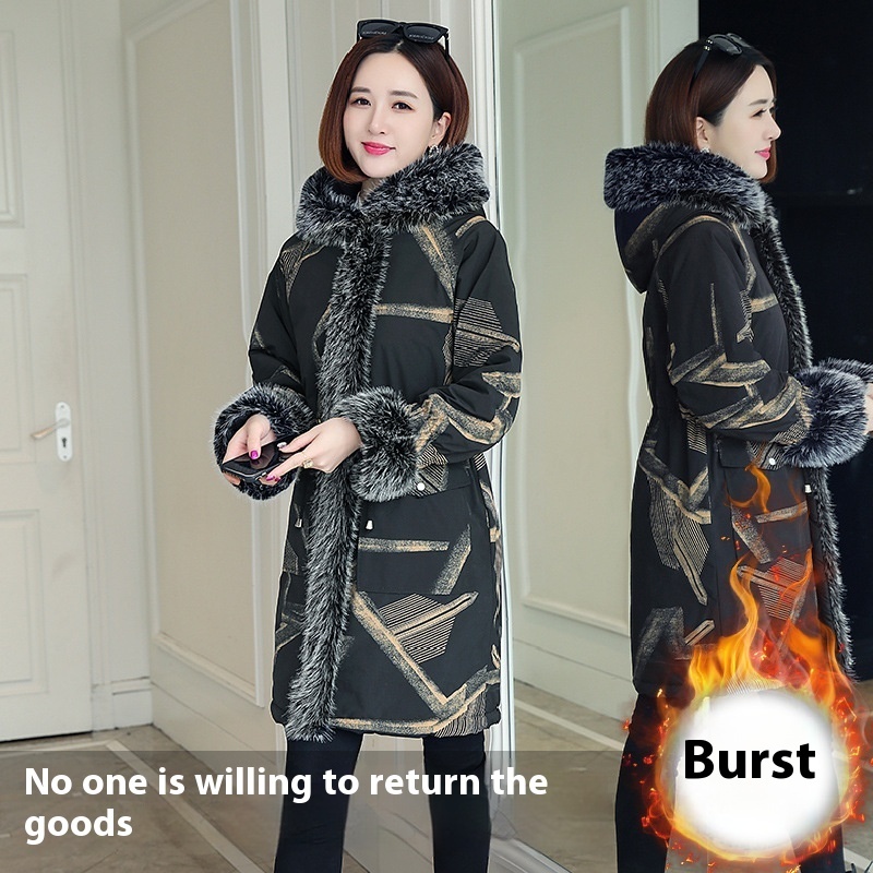 Parka Fur Female Large Fur Collar Cotton Clothes 6 Parka Fur Female Large Fur Collar Cotton Clothes - Image 6