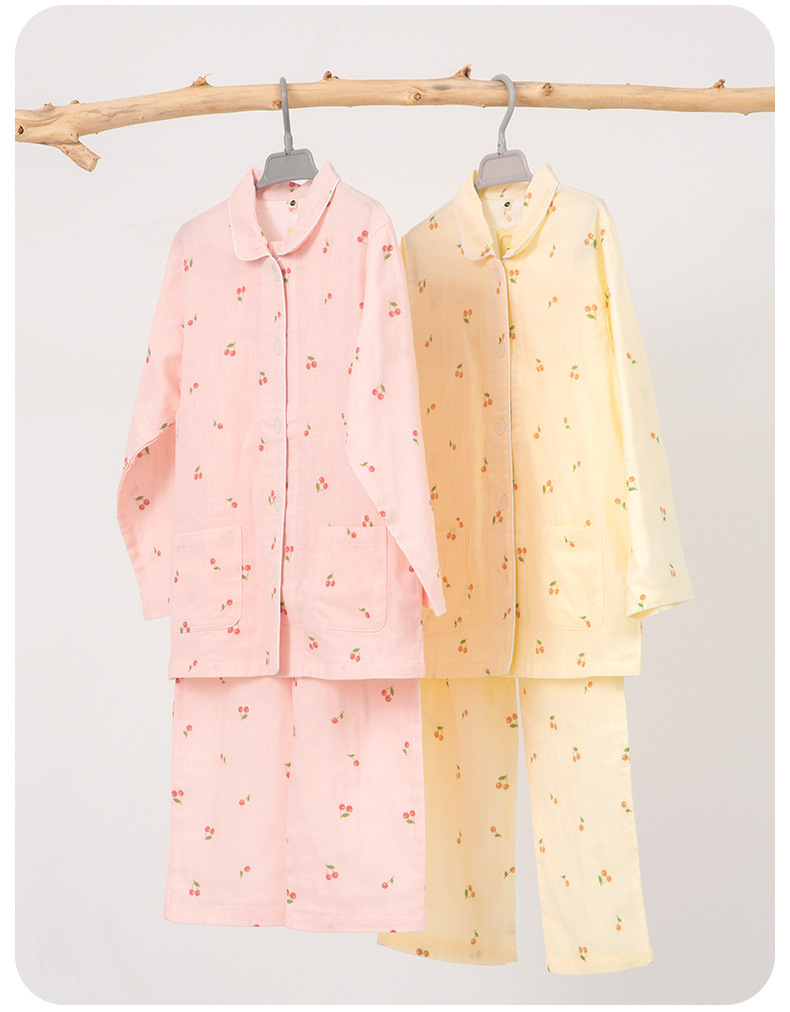 Spring And Summer All Cotton Gauze Cute Cartoon Long Sleeved Pajama Set For Boys And Girls 2 Spring And Summer All Cotton Gauze Cute Cartoon Long Sleeved Pajama Set For Boys And Girls - Image 2