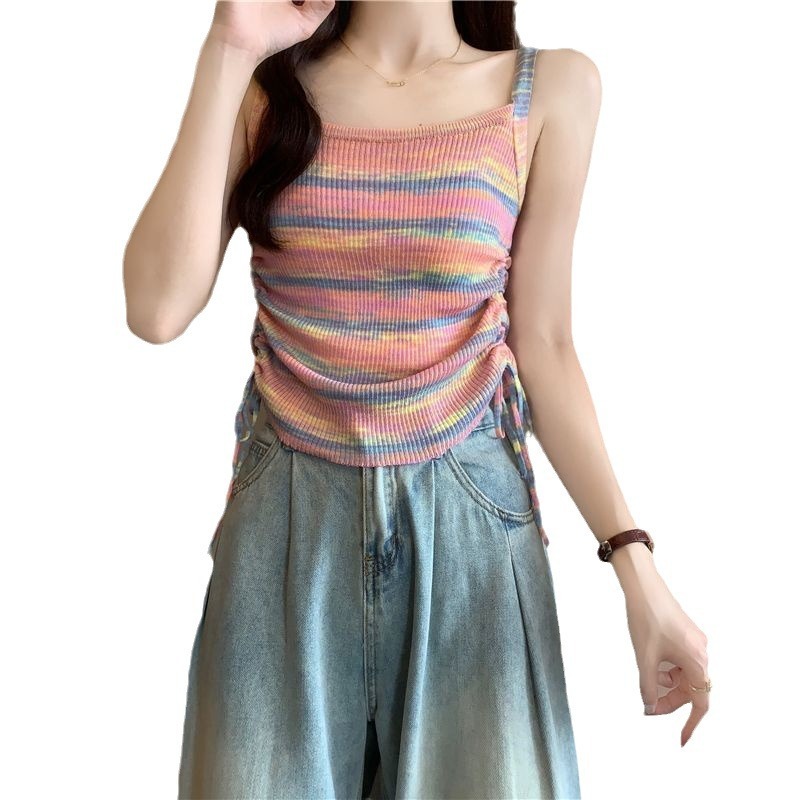 Fashionable Slim-Fit Striped Knitted Camisole 7 Fashionable Slim-Fit Striped Knitted Camisole - Image 7