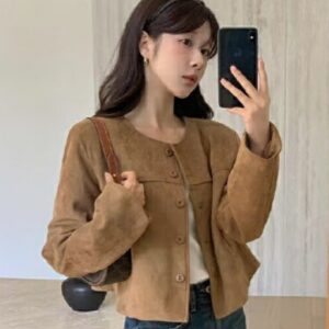 Retro Suede-Like Slimming Jacket Top