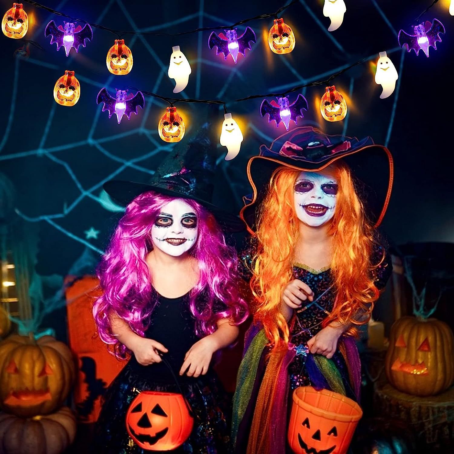 LED Halloween Pumpkin Spider Bat Skull String Light Lamp Home Garden Party Outdoor Halloween Decoration Lantern Light 8 LED Halloween Pumpkin Spider Bat Skull String Light Lamp Home Garden Party Outdoor Halloween Decoration Lantern Light - Image 8