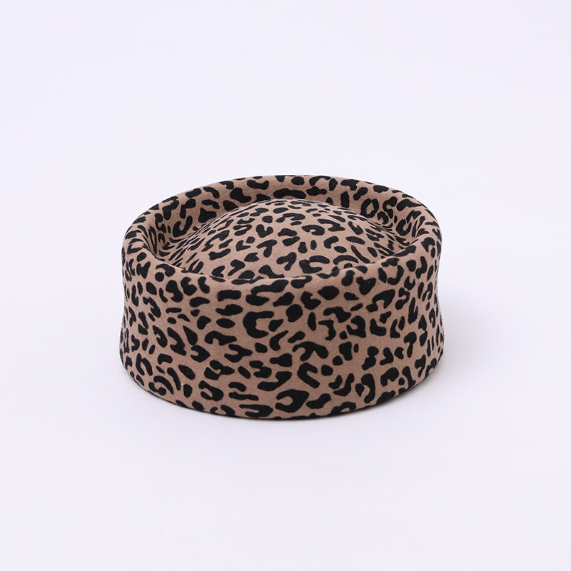 American-style Leopard-print Pillbox Hat Women's New High-end Design 1 American-style Leopard-print Pillbox Hat Women's New High-end Design