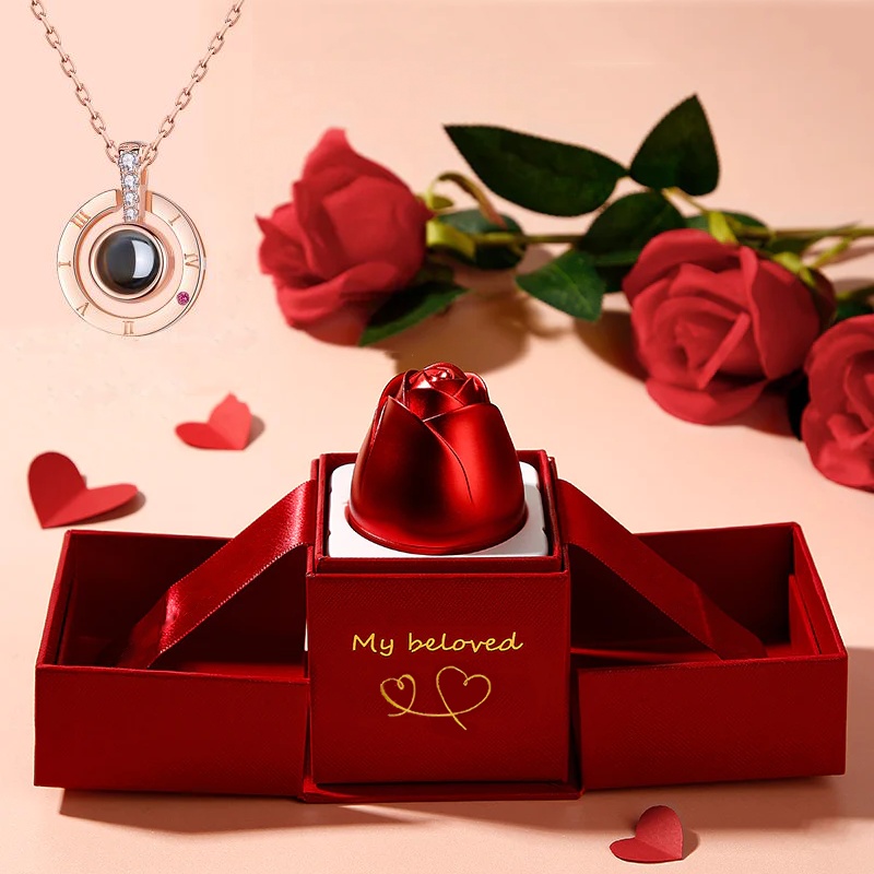 Hot Valentine's Day Gifts Metal Rose Jewelry Gift Box Necklace For Wedding Girlfriend Necklace Gifts 1 Hot Valentine's Day Gifts Metal Rose Jewelry Gift Box Necklace For Wedding Girlfriend Necklace Gifts