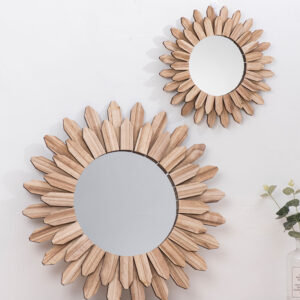 European Style Solid Wood Hanging Mirror – Handmade Finish Wall Mirror for Entryway, Hotel & Home Décor