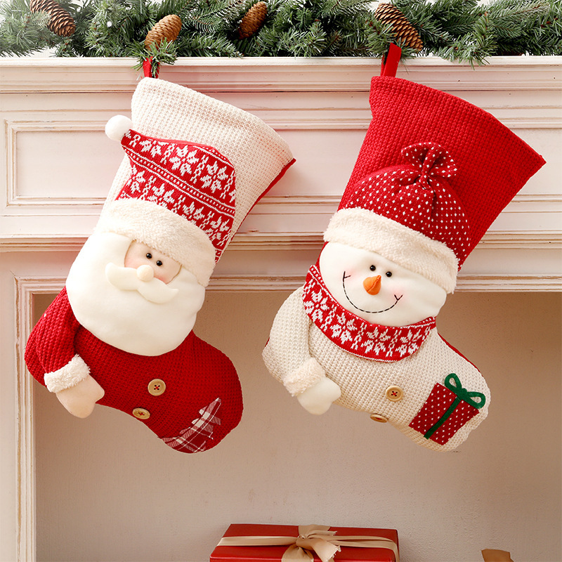 Large Red White Knitted Christmas Stocking Santa Claus Fireplace Decor Socks Xmas Gift Bags Candy Holder Decor For Home 8 Large Red White Knitted Christmas Stocking Santa Claus Fireplace Decor Socks Xmas Gift Bags Candy Holder Decor For Home - Image 8
