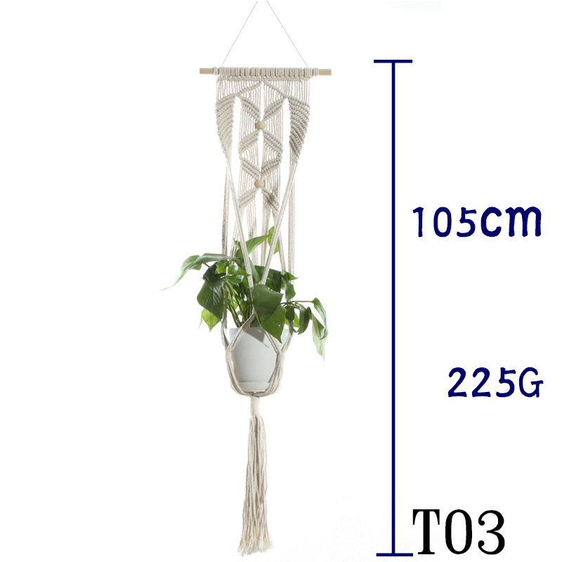 Flower Pot Net Bag Beige Cotton Rope Indoor Plant Hanger Hanging Basket Sling 8 Flower Pot Net Bag Beige Cotton Rope Indoor Plant Hanger Hanging Basket Sling - Image 8
