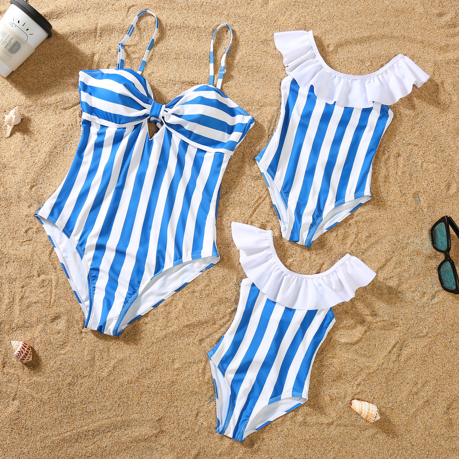 Parent-child Bikini Blue And White Stripe Swimsuit 8 Parent-child Bikini Blue And White Stripe Swimsuit - Image 8