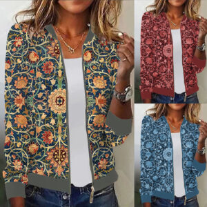 Printed Women's Top Baseball Uniform Flight Jacket Outerwear