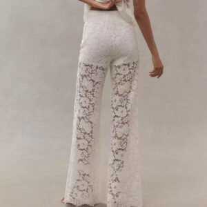 Spicy Girl High-Waist Patchwork Mesh Straight-Leg Trousers