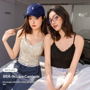 Lace Camisole Womens Mid-Length Lightweight Padded Sexy Chic Base Layer Underwear Outerwear Inner Top