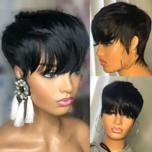 Short Straight Wig for Women – Natural Look Short Bob Head Cover, Real Hair Lightweight Daily Wear Wig