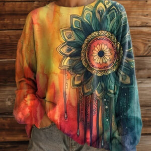 Women's Spring Autumn Printed Crewneck Sweatshirt