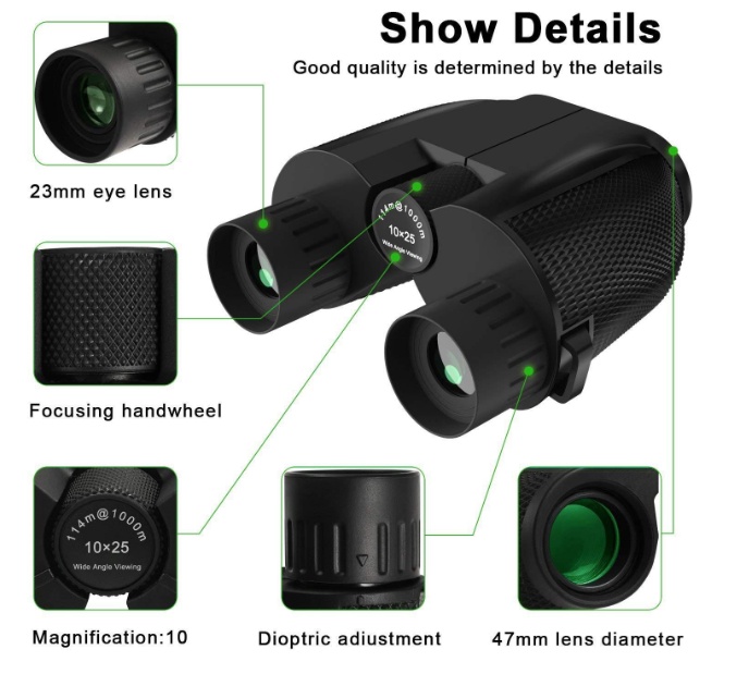 HD Portable Low Light Pocket Binoculars - 10x25 Compact Binoculars 3 HD Portable Low Light Pocket Binoculars - 10x25 Compact Binoculars - Image 3