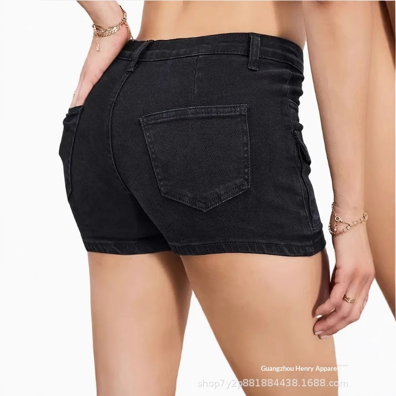 Women's Stretchy Multi-Pocket Denim Shorts 3 Women's Stretchy Multi-Pocket Denim Shorts - Image 3