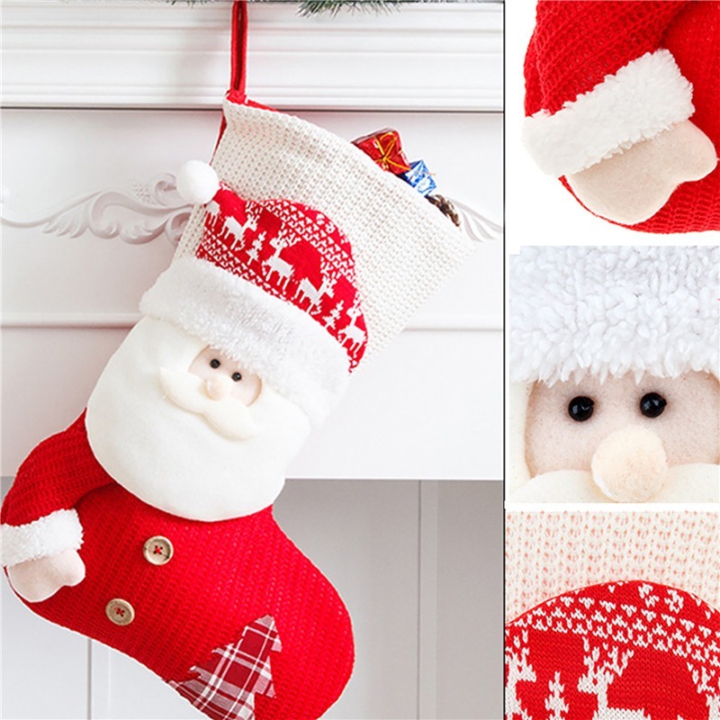 Large Red White Knitted Christmas Stocking Santa Claus Fireplace Decor Socks Xmas Gift Bags Candy Holder Decor For Home 9 Large Red White Knitted Christmas Stocking Santa Claus Fireplace Decor Socks Xmas Gift Bags Candy Holder Decor For Home - Image 9