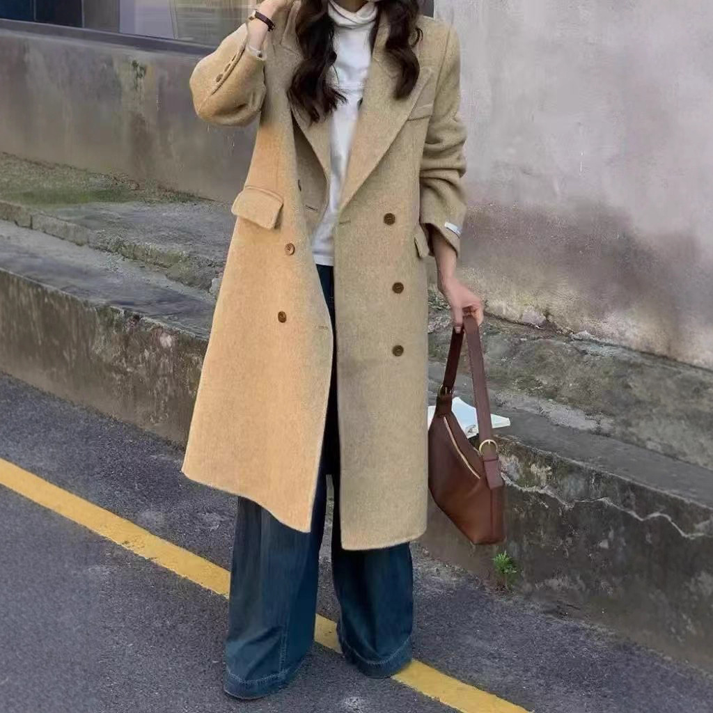 Above-the-knee Long Double-faced Wool Coat For Women 6 Above-the-knee Long Double-faced Wool Coat For Women - Image 6