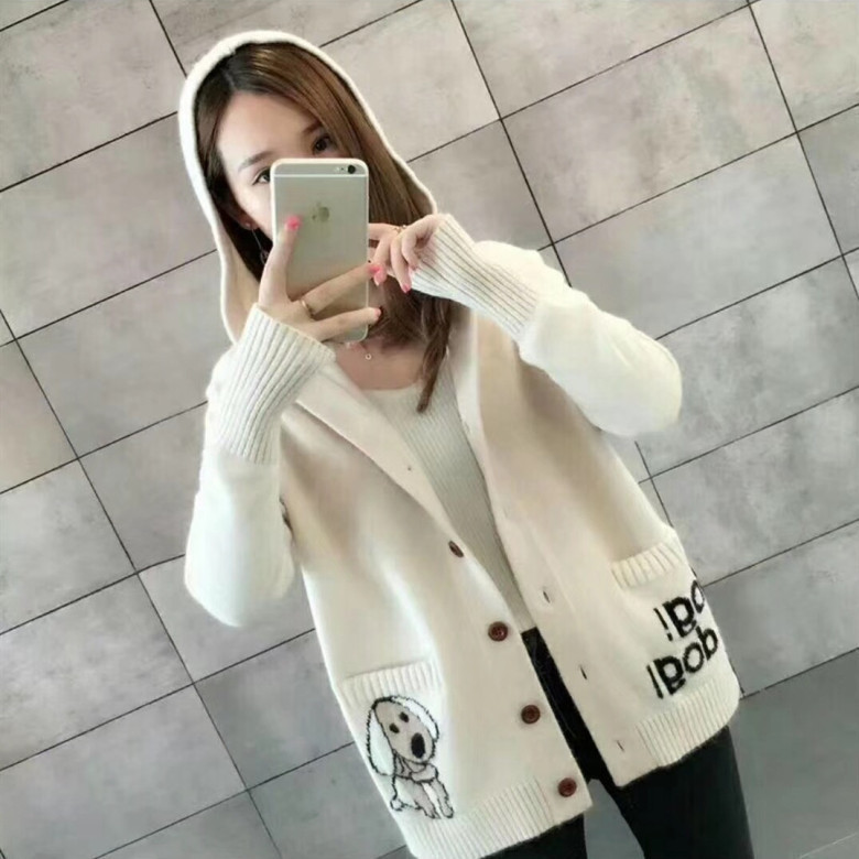 Women's Thickened Knitted Hooded Cardigan Loose Fit 8 Women's Thickened Knitted Hooded Cardigan Loose Fit - Image 8