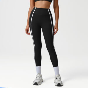 High-waisted Athletic Leggings With Color-blocking And A Bare-skin Feel For Training