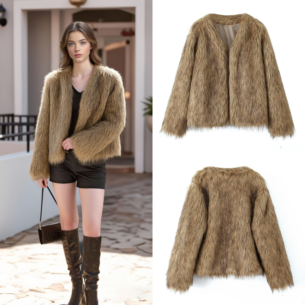 Women's Simple Fur Coat Jacket 3 Women's Simple Fur Coat Jacket - Image 3