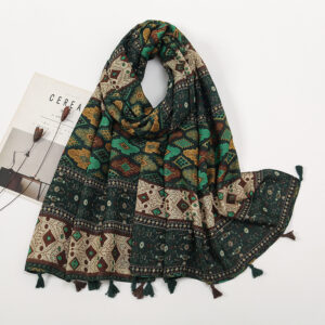 Retro Color-Block Small Floral Shawl For Women