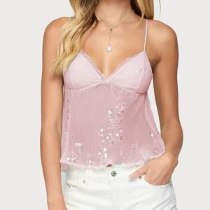 Fashionable Women's Transparent Lace Camisole