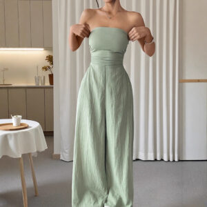 Women's Sexy Strapless Solid Color Jumpsuit