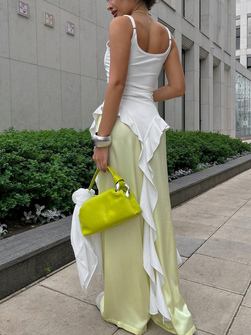 White Fitted Ruffled Ribbon Irregular Vest 8 White Fitted Ruffled Ribbon Irregular Vest - Image 8