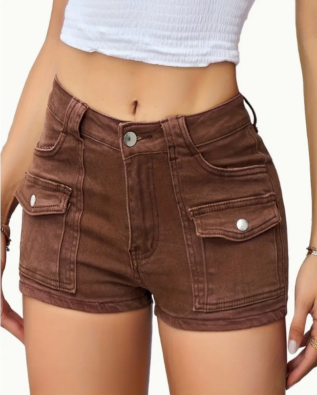 Women's Stretchy Multi-Pocket Denim Shorts 9 Women's Stretchy Multi-Pocket Denim Shorts - Image 9
