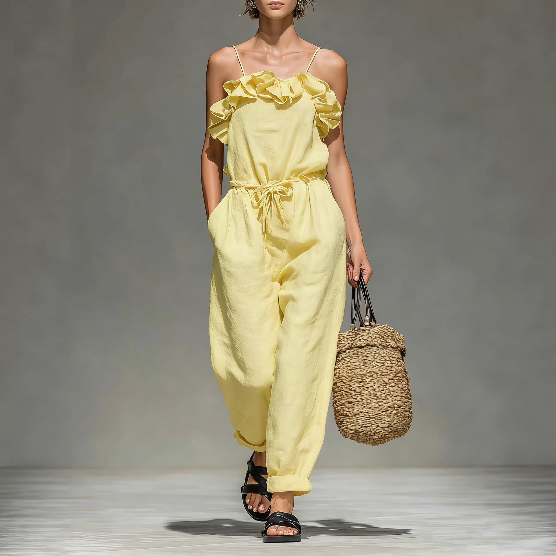 Women's Off-Shoulder Ruffled Wide-Leg Jumpsuit 4 Women's Off-Shoulder Ruffled Wide-Leg Jumpsuit - Image 4