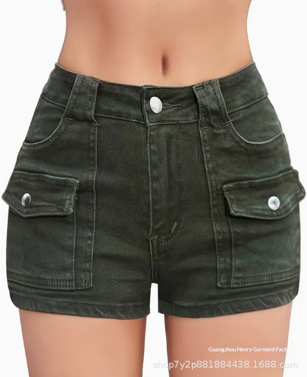 Women's Stretchy Multi-Pocket Denim Shorts 5 Women's Stretchy Multi-Pocket Denim Shorts - Image 5