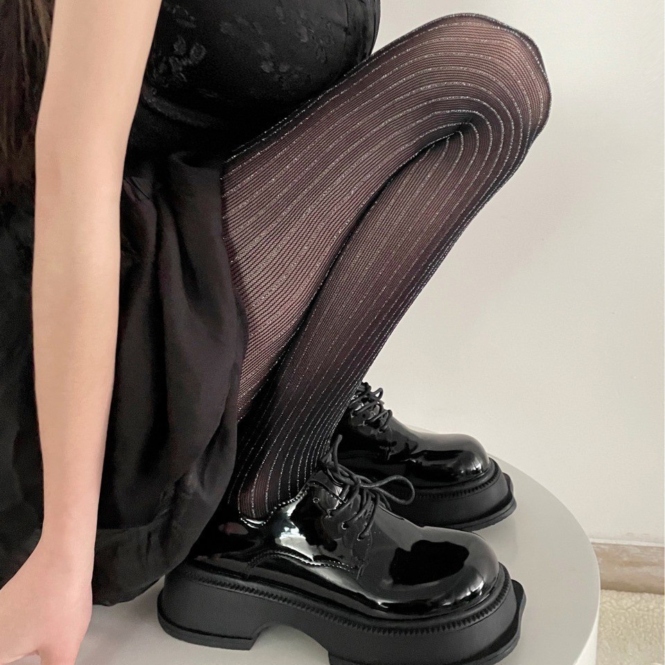 Spring And Summer New Sexy Luxury Black Stockings, Silver Silk Vertical Striped Pantyhose, Shiny Silk Leggings For Women 14 Spring And Summer New Sexy Luxury Black Stockings, Silver Silk Vertical Striped Pantyhose, Shiny Silk Leggings For Women - Image 4
